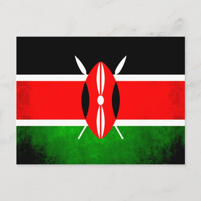 Colorful Contrast Kenyan Flagga Vykort (Framsida)