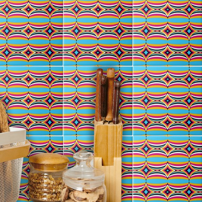 Colorful Cool Spherical Shapes Geometric Pattern Kakelplatta (Skapare uppladdad)