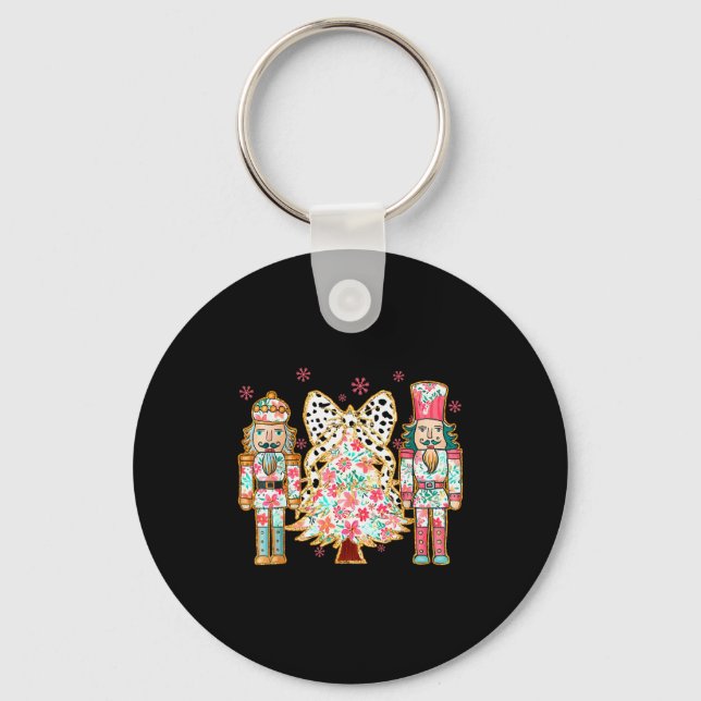 Colorful Coquette Bow Floral Nutcracker Christmas  Nyckelring (Framsida)