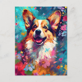 Colorful Corgi Vykort