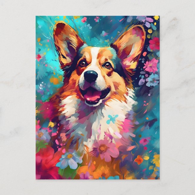 Colorful Corgi Vykort (Framsida)