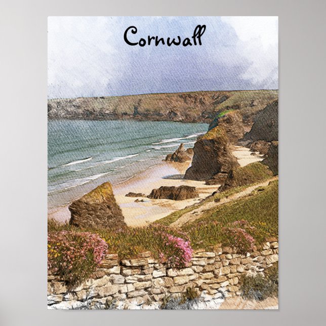 Colorful Cornwall England Coastal Scenery Poster (Framsidan)