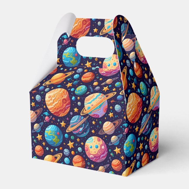 Colorful Cosmic Galaxy Kids' Birthday Favor Box Presentaskar (Framsidan Sidan)