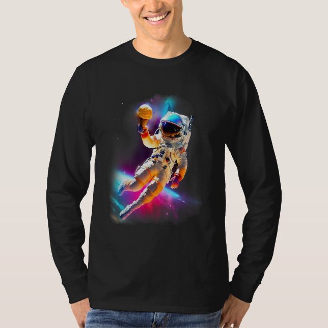 Colorful Cosmic Ice Cream Astronaut T Shirt (Framsida)