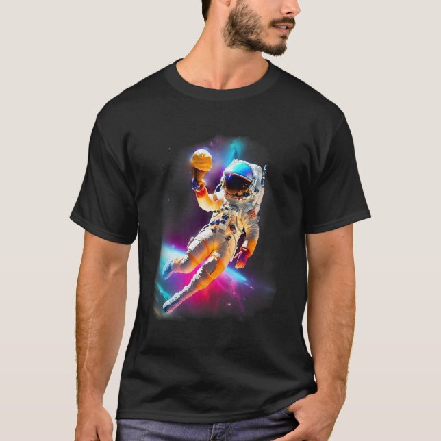 Colorful Cosmic Ice Cream Astronaut T Shirt (Framsida)