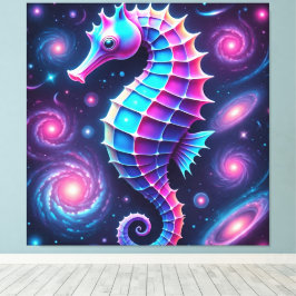 Colorful Cosmic Seahorse Canvastryck