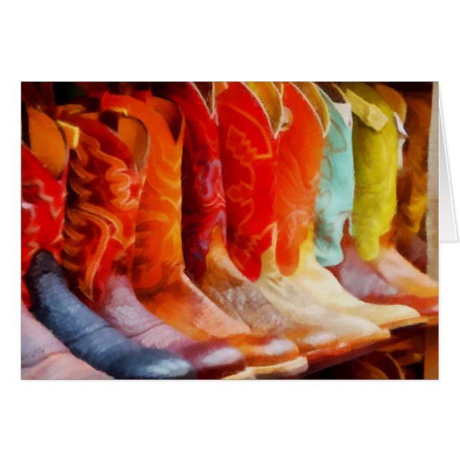 Colorful CowboyBoots Hälsningskort (Framsidan Horizontal)