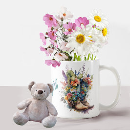 Colorful Cowgirl Boots and Flowers Kaffemugg