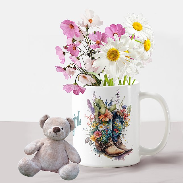 Colorful Cowgirl Boots and Flowers Kaffemugg (Skapare uppladdad)