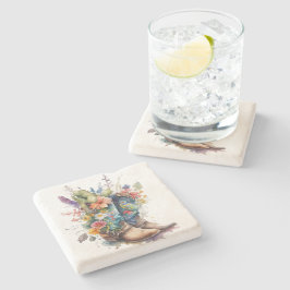 Colorful Cowgirl Boots and Flowers Stenunderlägg