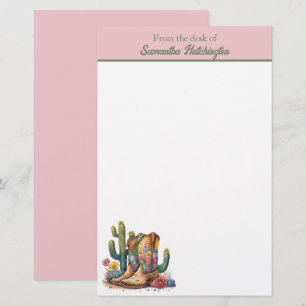 Colorful Cowgirl Boots with Flowers and Cactus Brevpapper
