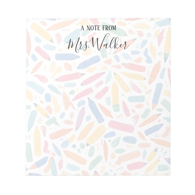 Colorful Crayon Mönster Art Teacher Anteckningsblock (Framsida)