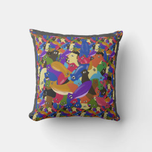 Colorful Crazy Crosseyed Planarian Mask Kudde