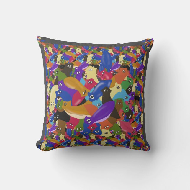 Colorful Crazy Crosseyed Planarian Mask Kudde (Framsida)