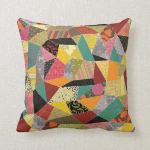 Colorful Crazy Quilt Patchwork Mönster Kudde
