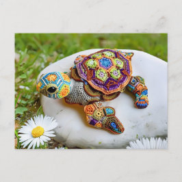 Colorful Crochet Turtle Made From Granny Squares Vykort