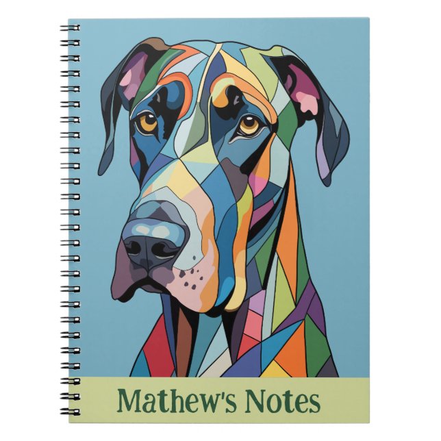 Colorful Cubist Great Dane  Anteckningsbok (Framsidan)