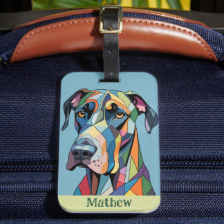 Colorful Cubist Great Dane Bagagebricka