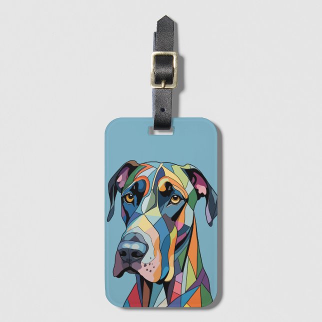 Colorful Cubist Great Dane  Bagagebricka (Framsida vertikal)