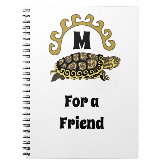Colorful Cumberland Slider Turtle Monogram Anteckningsbok (Framsidan)