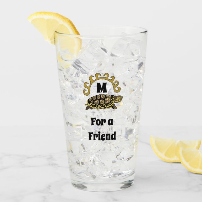 Colorful Cumberland Slider Turtle Monogram Glaskopp (Framsida Ice)