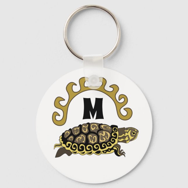 Colorful Cumberland Slider Turtle Monogram Nyckelring (Framsida)