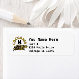 Colorful Cumberland Slider Turtle Monogram Returadress Etikett