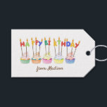 Colorful Cupcakes And Candles Happy Birthday Presentetikett<br><div class="desc">It's cute and colorful happy birthday gift tag with cupcake and candles. You can personalized it easily.</div>