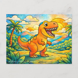 Colorful Cute Dinosaur Kids Helg Vykort
