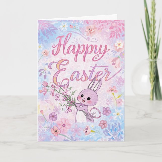 Colorful Cute Easter Card , Personalized Easter  Helgkort (Framsida)