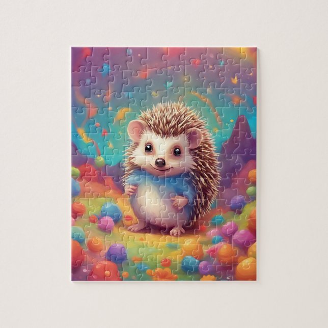 Colorful Cute Hedgehog Pussel (Vertikal)