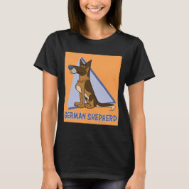 Colorful Cute Tecknad Stil German Shepherd Hund T Shirt