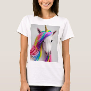 Colorful Cute Unicorn Girl Rainbow Hair T-Shirt