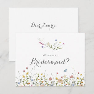 Colorful Daety Vild Flowers Bridesmaid Frieri Anteckningskort