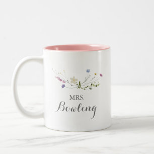 Colorful Dainty Vild Flowers Mrs Newlyed Bride Två-Tonad Mugg