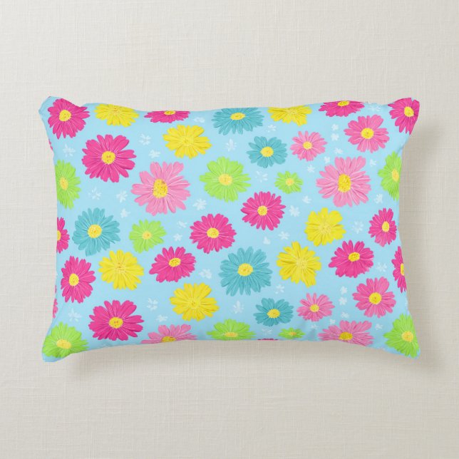 Colorful Daisies Prydnadskudde (Framsidan)