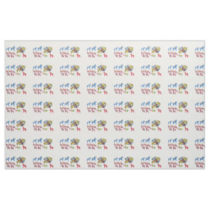 Colorful Dala Horses Fabric Tyg