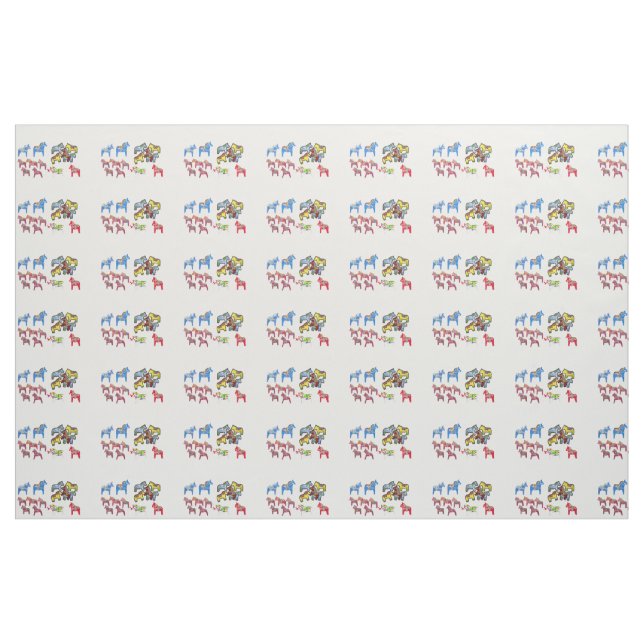 Colorful Dala Horses Fabric Tyg (Fat Quarter)
