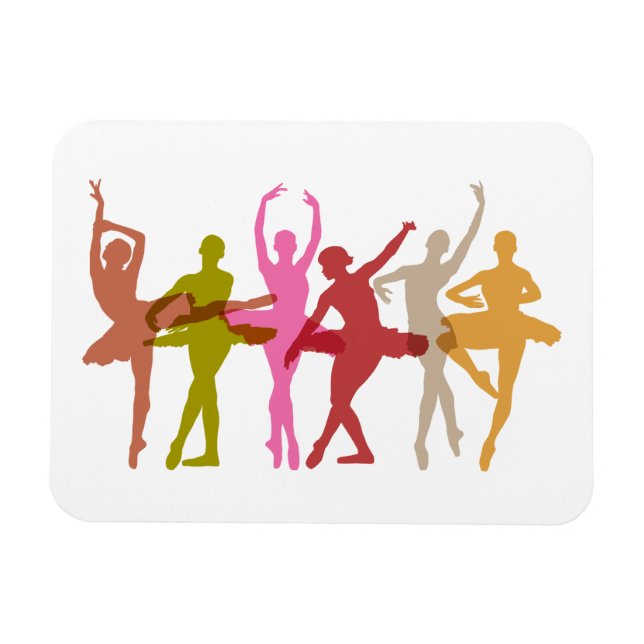 Colorful Dancing Ballerinas Magnet (Horisontell)