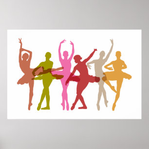 Colorful Dancing Ballerinas Poster