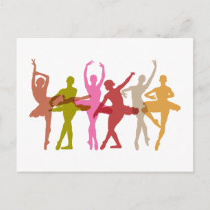 Colorful Dancing Ballerinas Vykort