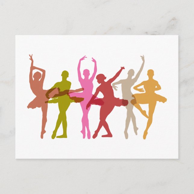 Colorful Dancing Ballerinas Vykort (Framsida)