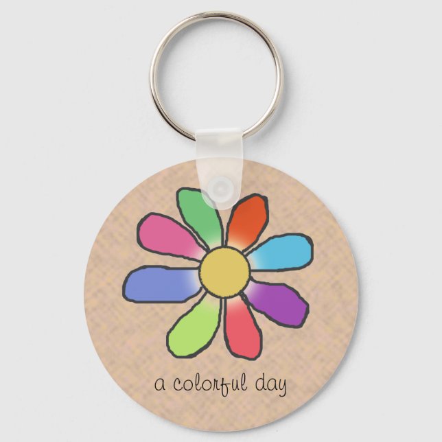 COLORFUL DAY-blomma Nyckelring (Framsida)