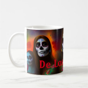 Colorful De Los Muertos Döskallar Coffee Mugg