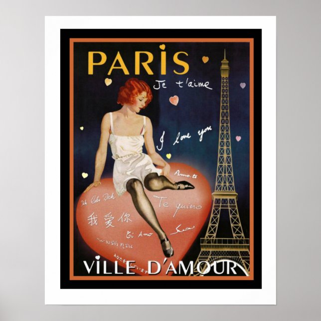 Colorful Deco Paris Travel Poster 16 x 20 (Framsidan)