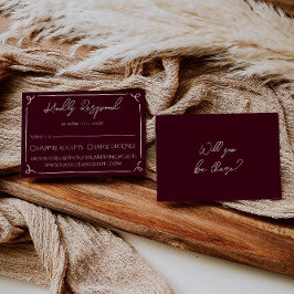 Colorful Deep Burgundy Hand Written Retro Wedding OSA Kort