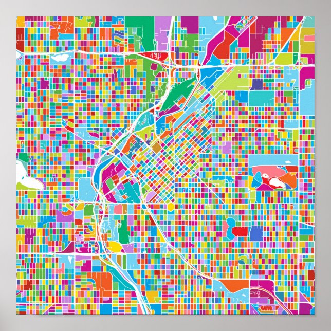 Colorful Denver Karta Poster (Framsidan)