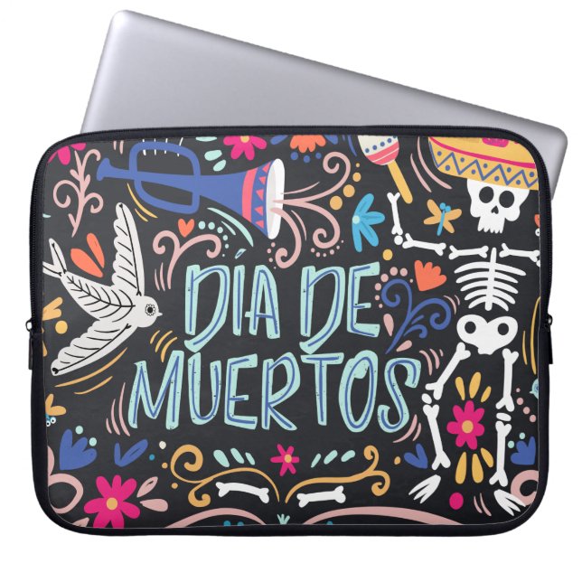 Colorful Dia de los Muertos | Laptop sleeve (Framsidan)