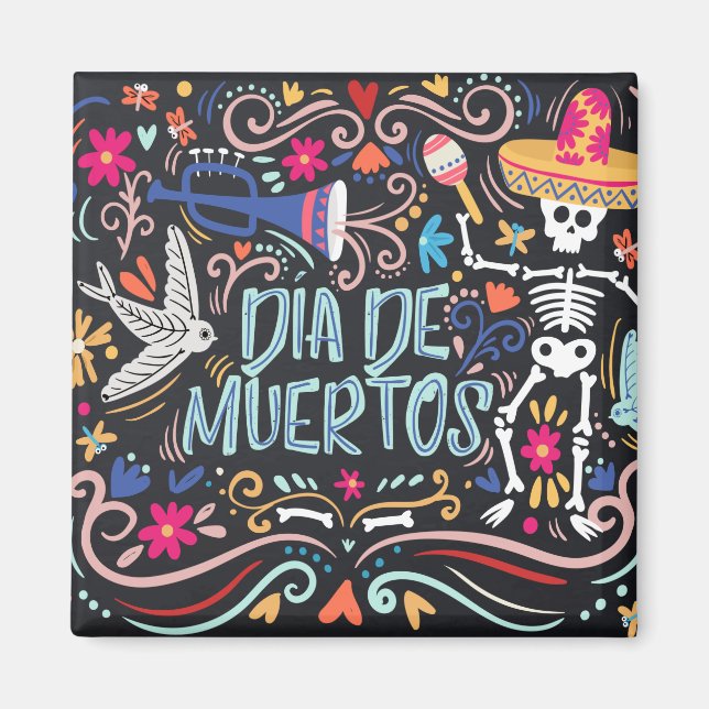 Colorful Dia de los Muertos | Magnet (Framsidan)