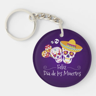Colorful Dia de los Muertos   Nyckelkedja
